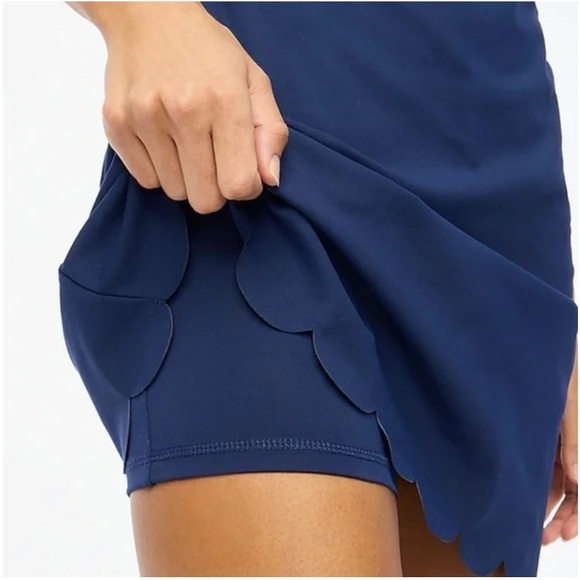 J. Crew Navy Blue Scalloped Scalloped Active Athletic Mini Dress - Picture 3 of 13